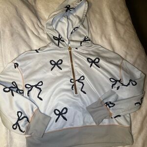 Gray Hoodie with Black Bow Pattern